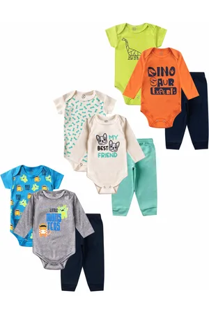 CANOAH CONFECÇÃO Infantil - 3 Kits Body com 9 Peças para Menino MEIA ESTAÇÁO Saida Maternidade