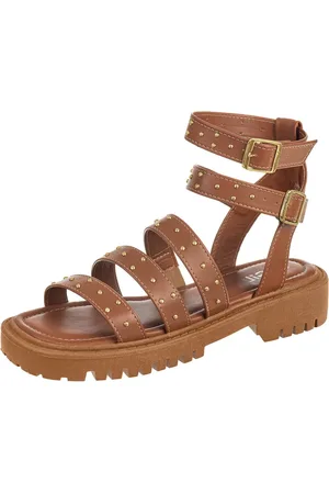 Gigil Sandália Tratorada Papete Chuncky Gladiadora Caramelo