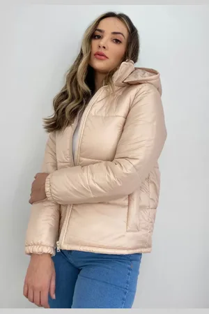 Charme de Moça Jaqueta Puffer Longa Com Capuz Removível