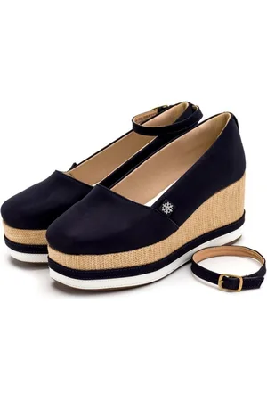 Flor da Pele Tênis Feminino Anabela Salto Médio 170407 Napa Marinho