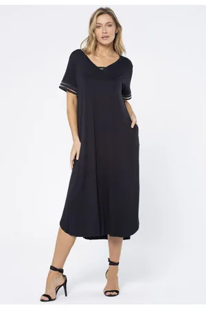 Amazonia Vital Vestido Midi Malha com Bolso Detalhe nas mangas e busto