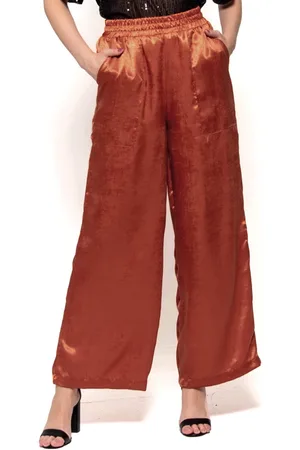 Bisô Calça Wide Leg Crepe Acetinado Lisa Terra