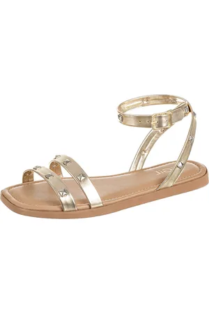 Gigil Sandália Feminina Rasteirinha Papete Pirâmides Dourado