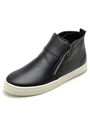Nine4 Tênis Slip on Cano Alto Casual Em Couro