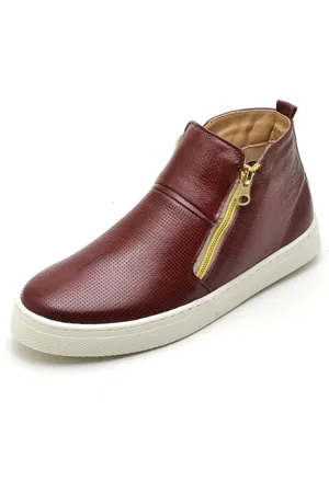 Nine4 Tênis Slip on Cano Alto Casual Em Couro Macio Estiloso