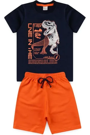 Molekada Infantil - Conjunto Curto Menino Blusa e Bermuda Dino