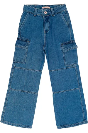 Crawling Infantil - Calça Jeans Menina Wide Leg Azul