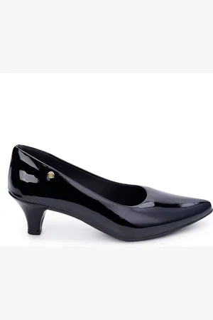 Domidona Scarpin Feminino Salto Baixo Verniz Bico Fino Elegante Moda