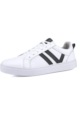 Mr. Gutt Tênis Casual de Couro Masculino Branco com Preto