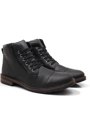 BREFFER Bota Coturno Masculina Casual Zíper Conforto Leve Marrom Escuro 37