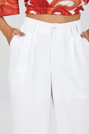 PKS Calça Alfaiataria Wide Leg Branca