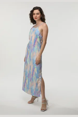 ONLY Vestido Cetim Midi Fenda