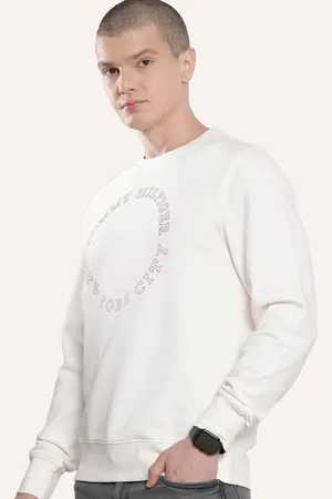 Tommy Hilfiger Moletom Masculino Crewneck Monotype Roundall Off-White