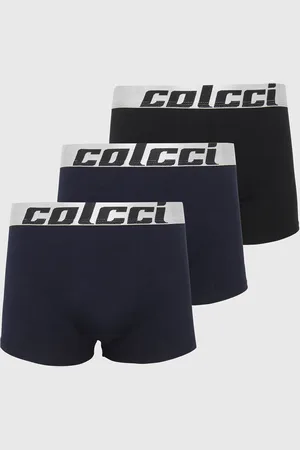 Colcci Kit 3pçs Cueca Boxer Logo Azul-Marinho/Preto