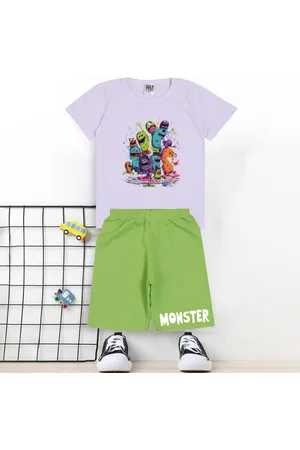 Alikids Infantil - Conjunto Menino Roupa De Masculino Juvenil Estampa Mosnter