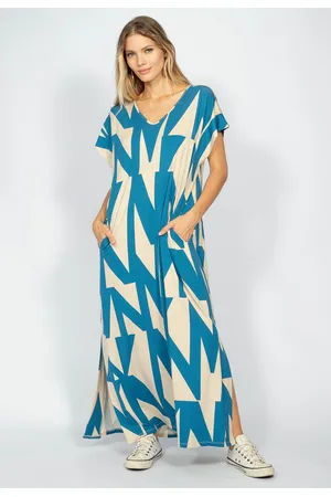 Amazonia Vital Vestido Nheengatu Malha Malha Geométrico Blue e