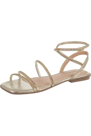 Gigil Sandália Feminina Rasteirinha Strass Brilho Dourado