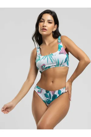 Vicbela Biquini Regata Calcinha Comum Estampado Proteção Uv 50+ Verde