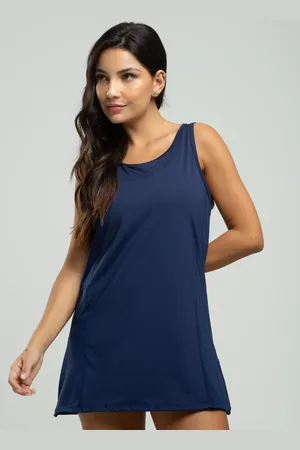 Vicbela Vestido Beach Tennis Feminino Tecido Proteção Uv 50+ Azul Marinho