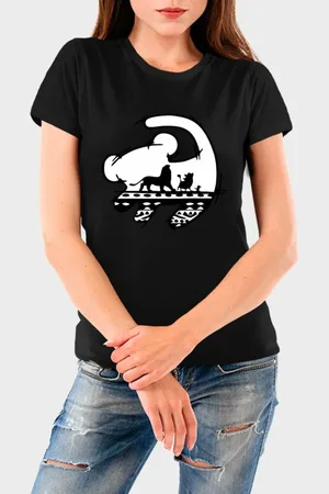 Benellys Camiseta Feminina Preta Laion Algodão Premium
