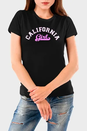 Benellys Camiseta Feminina Preta California Algodão Premium