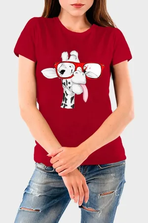 Benellys Camiseta Feminina Girafa Algodão Premium