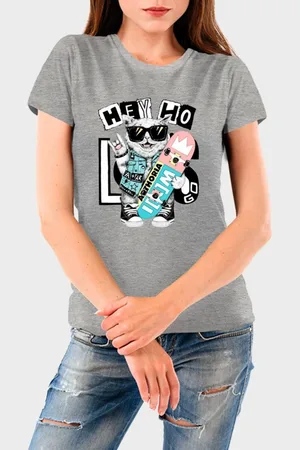 Benellys Camiseta Feminina Cat Algodão Premium