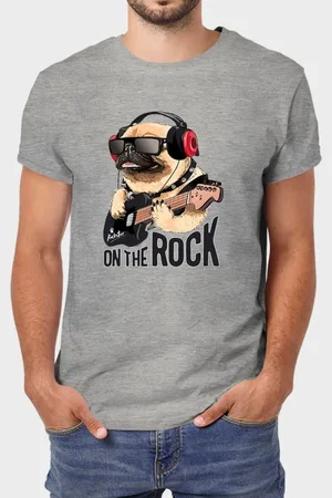 Benellys Camiseta Masculina Pug Rock Algodão Premium