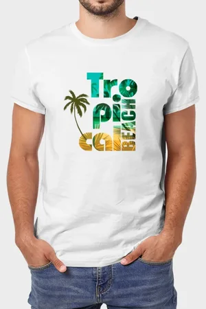 Benellys Camiseta Masculina Branca Tropical Algodão Premium