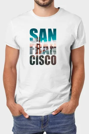 Benellys Camiseta Masculina Branca San Francisco Algodão Premium