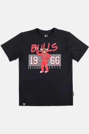 AmazonBasics Infantil - Camiseta Juvenil Mascot Play Chicago Bulls Preta