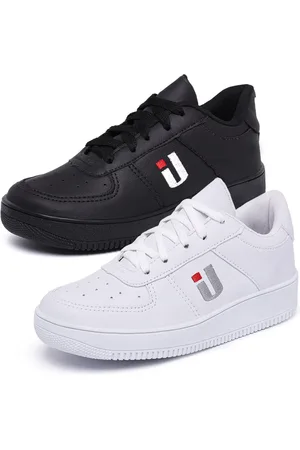 OUSY SHOES Infantil - Kit 2 Pares Tênis Casual Menina Menino Unissex Sola Alta Moderno Escolar Branco e Preto