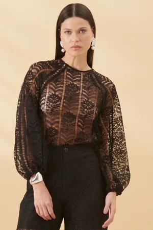 SMK Blusa Feminina Renda Granado Manga Longa