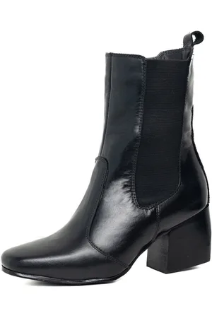 KUENTO SHOES Bota Bico Quadrado Cano Curto Couro Feminina