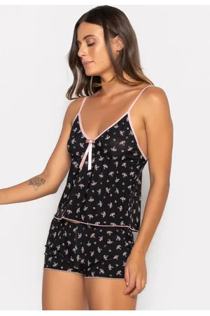 Bravaa Modas Baby Doll Liganete Estampado Conjunto Pijama Barato Promoção Super Confortável 086