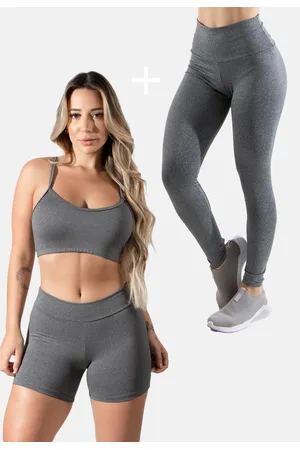 4 Estações Kit Básico Fitness Calça Legging, Shortinho e Top de Academia