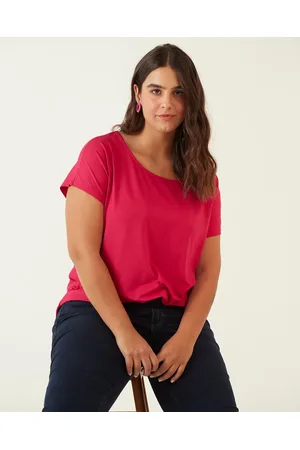 Malwee Blusa Básica Feminina Plus Size Decote Redondo Em Viscose Stretch