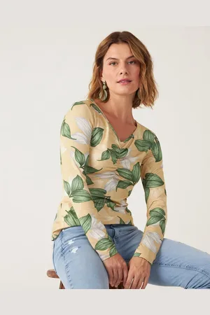 Malwee Blusa Folhagem Em Viscose Conforto