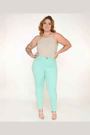 Razon Calça Feminina Sarja Cigarrete Plus Jade