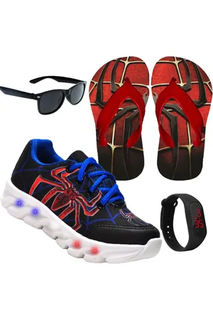 Venza Infantil - Tenis Masculino De Led Aranha Calce Facil Estilo + Chinelo + Brindes