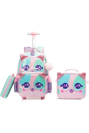 Lequeen Infantil - Kit Mochila Rodinhas + Lancheira + Estojo Escolar