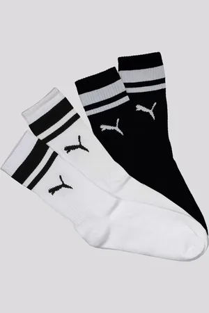 PUMA Kit de Meias 4 Pares Cano Longo Heritage Preta e Branca