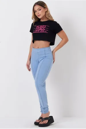 Planet Girls Calça Feminina Hydra Jeans Skinny Sem Bolso Claro