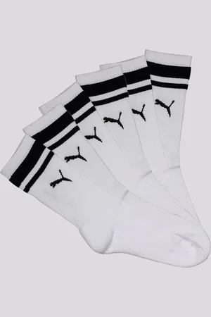 PUMA Kit De Meias 6 Pares Cano Longo Heritage Feminina Branca e Preta