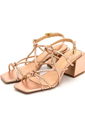 Flor da Pele Sandália Feminina Salto Bloco 182111 Napa Metalizada