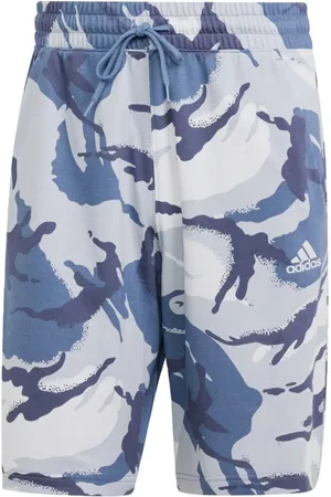 Bermuda Adidas Camuflado Essentials Seasonal Azul e Cinza