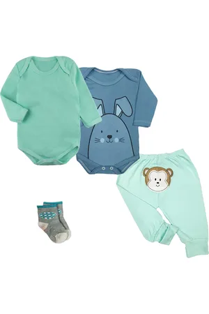 Koala Baby Infantil - Kit 4 Peças Body e Mijão Bumbum Bordado e Meias Barato