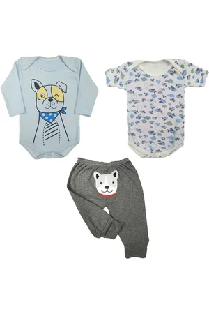 Koala Baby Infantil - Kit 3 Peças Body Curto e Longo e Mijão Bumbum Bordado
