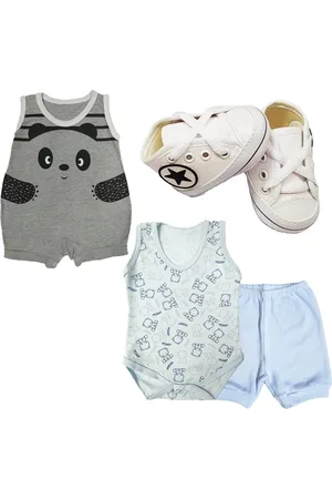 Koala Baby Infantil - Kit 4 Peças Conjunto Body Short Regata Sapatinho Verão