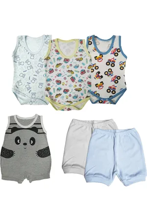 Koala Baby Infantil - Kit 6 Peças Body e Macacão Regata e Shorts 100% Algodão